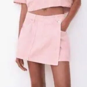 Bubblegum denim wrap skort. Wishlist